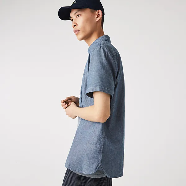 Áo Sơ Mi Nam Lacoste Men's Slim Fit Cotton Chambray Shirt CH2973CDZ Màu Xanh Size 41 - Thời trang - Vua Hàng Hiệu