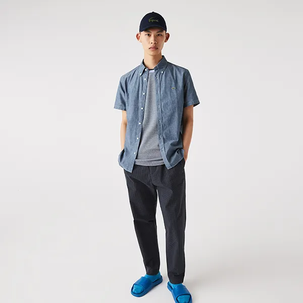 Áo Sơ Mi Nam Lacoste Men's Slim Fit Cotton Chambray Shirt CH2973CDZ Màu Xanh Size 41 - Thời trang - Vua Hàng Hiệu
