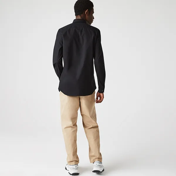 Áo Sơ Mi Nam Lacoste Men's Slim Fit Stretch Cotton Poplin Shirt CH2668031 Màu Đen Size 40