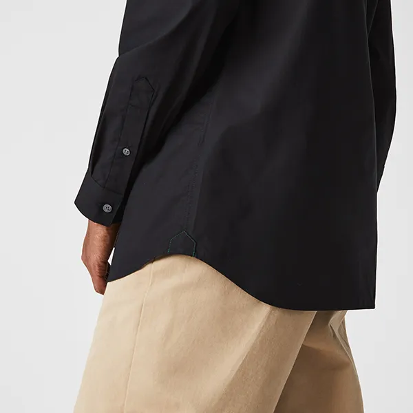 Áo Sơ Mi Nam Lacoste Men's Slim Fit Stretch Cotton Poplin Shirt CH2668031 Màu Đen Size 40