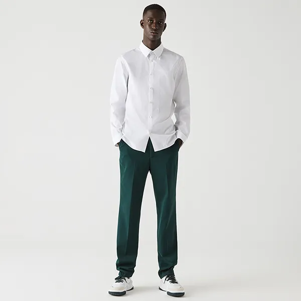 Áo Sơ Mi Nam Lacoste Men's Slim Fit Cotton Poplin Shirt CH0141 001 Màu Trắng Size 40