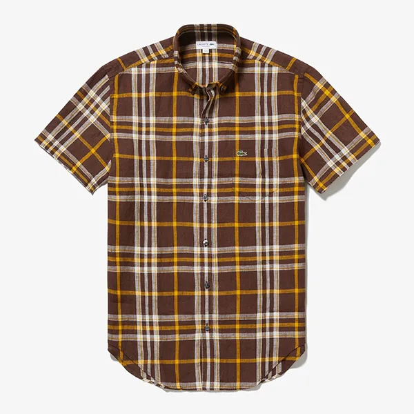 Áo Sơ Mi Nam Lacoste Regular Fit Linen Check Shirt CH6182-4PR Màu Kẻ Nâu Size 38 - Thời trang - Vua Hàng Hiệu