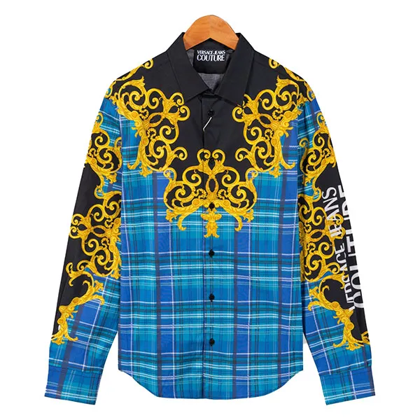 Áo Sơ Mi Nam Versace B1GUA6R2 Màu Xanh Vàng Size S