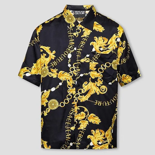 Áo Sơ Mi Nam Versace Jeans Couture Black With Baroque Printed 75GAL2B0 NS298 G89 Màu Vàng Đen