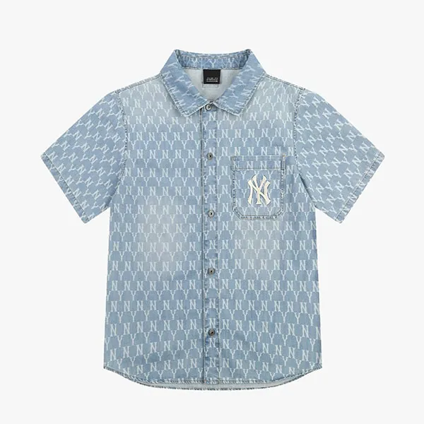 Áo Sơ Mi Nữ MLB Monogram New York Yankees 31WSN6131 Màu Xanh Denim Size S