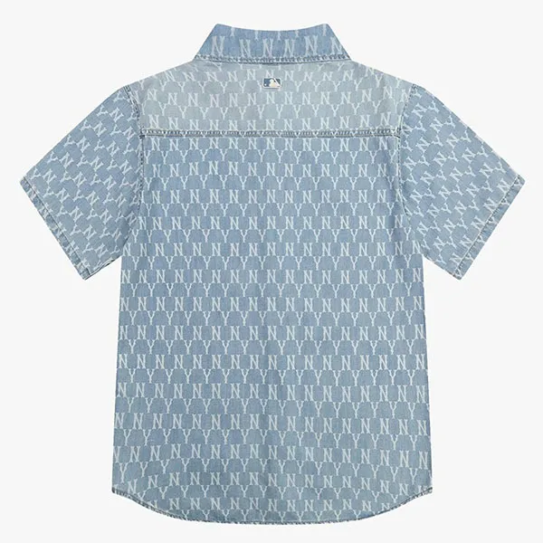 Áo Sơ Mi Nữ MLB Monogram New York Yankees 31WSN6131 Màu Xanh Denim Size S