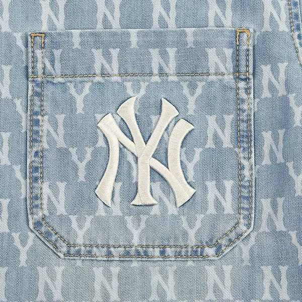 Áo Sơ Mi Nữ MLB Monogram New York Yankees 31WSN6131 Màu Xanh Denim Size S