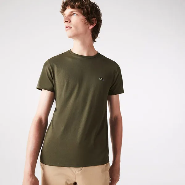 Áo Thun Nam Lacoste Men's Crew Neck Pima Cotton Jersey TShirt TH6709S7T Màu Xanh Lá Size 3