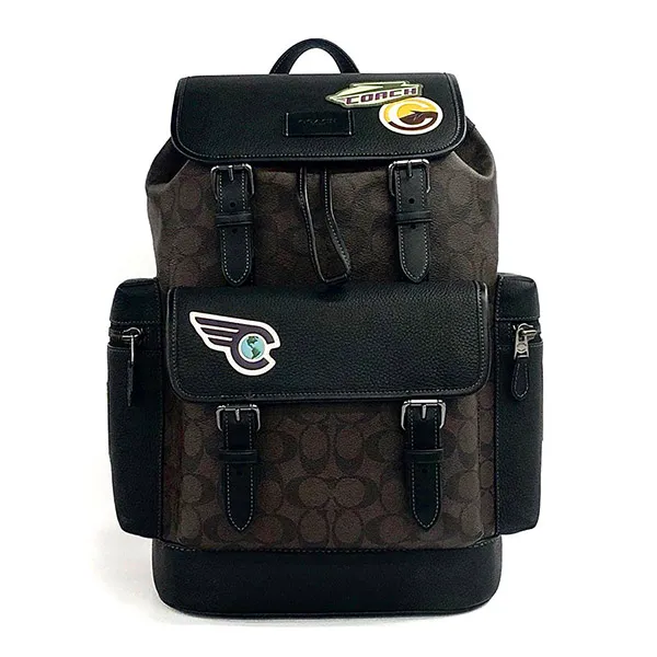 Balo Nam Coach Sprint Backpack In Signature Jacquard Sticker Travel Màu Nâu Đen - Túi xách - Vua Hàng Hiệu