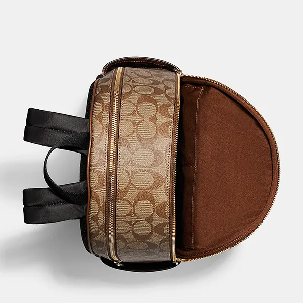 Balo Nữ Coach Court Backpack In Signature Canvas 5671 Màu Nâu Khaki - Túi xách - Vua Hàng Hiệu