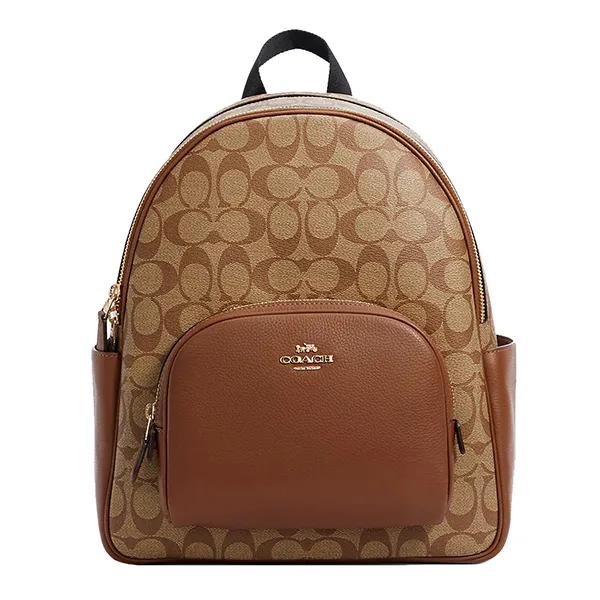 Balo Nữ Coach Court Backpack In Signature Canvas 5671 Màu Nâu Khaki - Túi xách - Vua Hàng Hiệu
