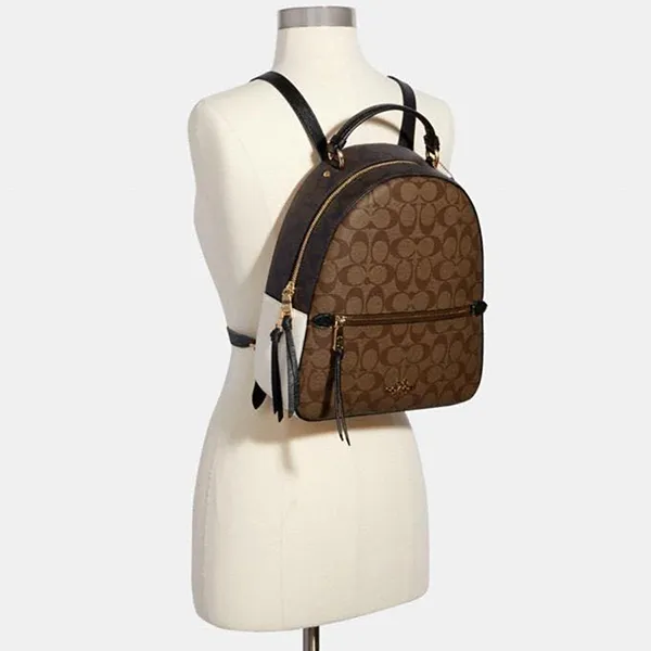 Balo Nữ Coach Jordyn Backpack In Blocked Signature Canvas C2002 Màu Nâu Đen - Túi xách - Vua Hàng Hiệu