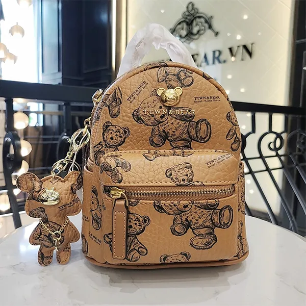 Balo Nữ TTWN BEAR Hoạ Tiết Gấu Bông TN3192 Màu Nâu - Túi xách - Vua Hàng Hiệu