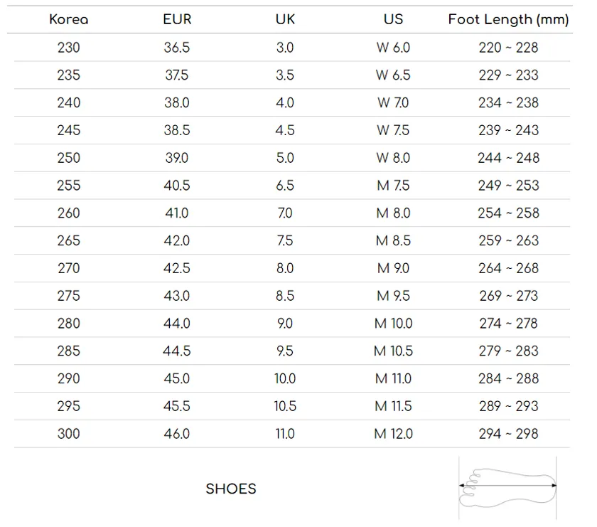 Bảng quy đổi size giày MLB chuẩn nhất của US UK Hàn Quốc  Natoli