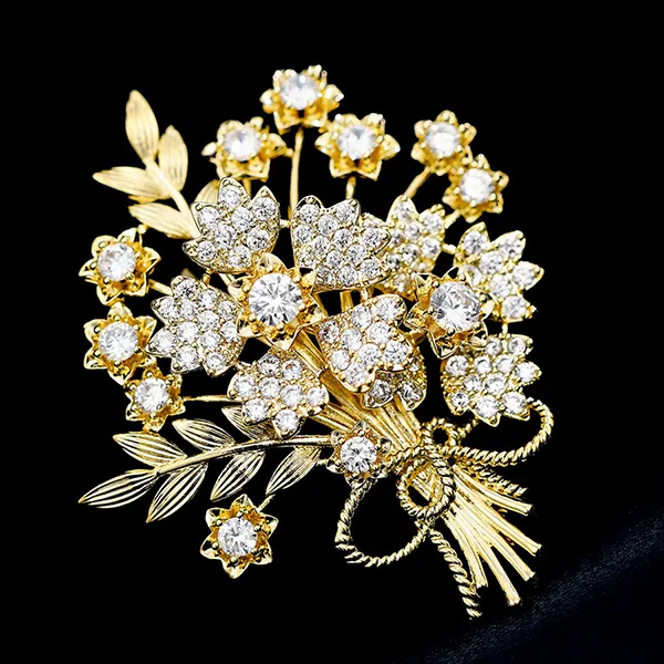 Cài Áo Nữ Meri Cao Cấp Flower Bunch BR532 Màu Vàng