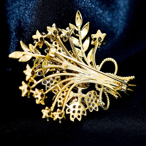 Cài Áo Nữ Meri Cao Cấp Flower Bunch BR532 Màu Vàng