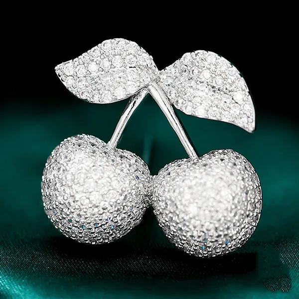 Cài Áo Nữ Meri Cao Cấp White Cherry BR548 Màu Trắng Bạc