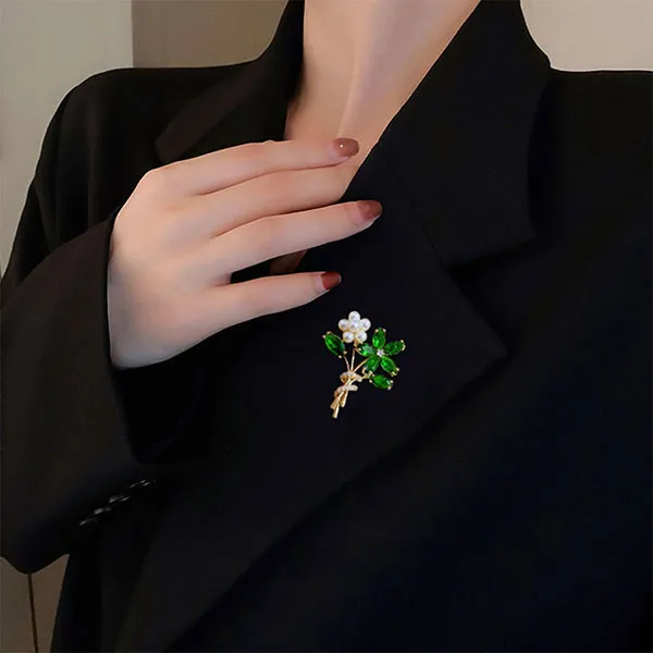 Cài Áo Nữ Meri Floral BR615 Màu Xanh