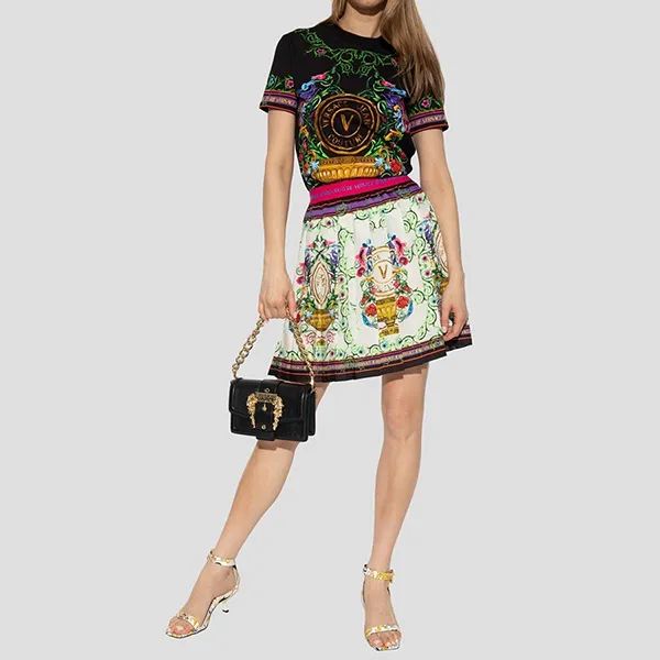 Chân Váy Nữ Versace Jean Couture White Panel Garden Printed 74HAE813 NS208 G03 Phối Màu