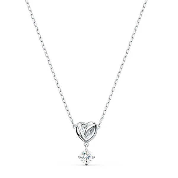 Combo Dây Chuyền Và Khuyên Tai Nữ Swarovski Lifelong Heart Rhodium Plated 5517928 5517943 Màu Trắng Bạc - Trang sức - Vua Hàng Hiệu
