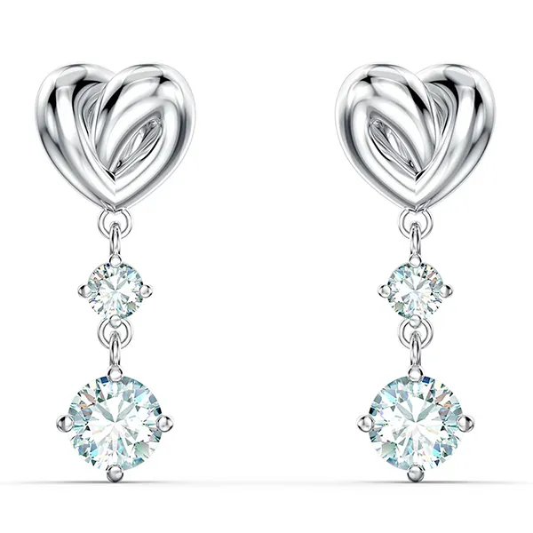 Combo Dây Chuyền Và Khuyên Tai Nữ Swarovski Lifelong Heart Rhodium Plated 5517928 5517943 Màu Trắng Bạc - Trang sức - Vua Hàng Hiệu