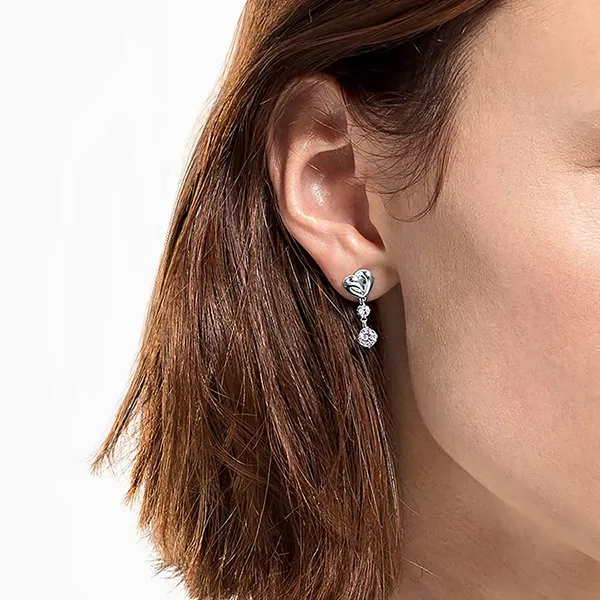 Combo Dây Chuyền Và Khuyên Tai Nữ Swarovski Lifelong Heart Rhodium Plated 5517928 5517943 Màu Trắng Bạc - Trang sức - Vua Hàng Hiệu