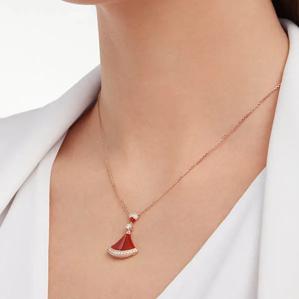 Dây Chuyền Nữ Jewery Luxury Divas’ Dream Diamond Carnelian Element 18K Rose Gold Màu Đỏ/Vàng Hồng
