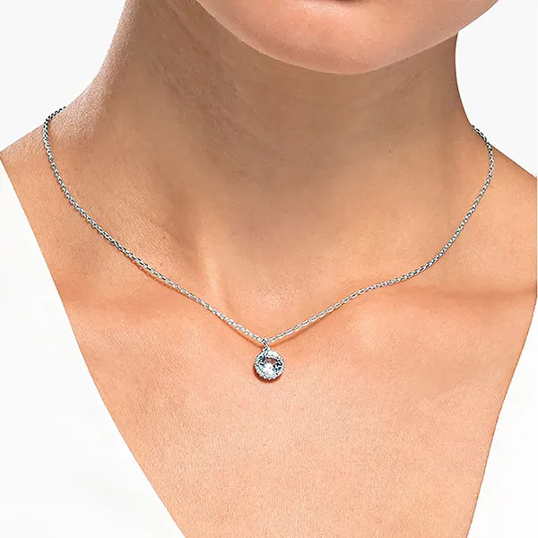 Dây Chuyền Nữ Swarovski Birthstone Pendant Round Cut, April, White, Rhodium Plated 5522775 Màu Trắng Bạc