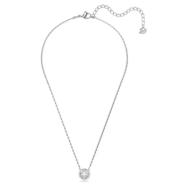 Dây Chuyền Nữ Swarovski Sparkling Dance Necklace Round Cut, White, Rhodium Plated 5286137 Màu Trắng Bạc