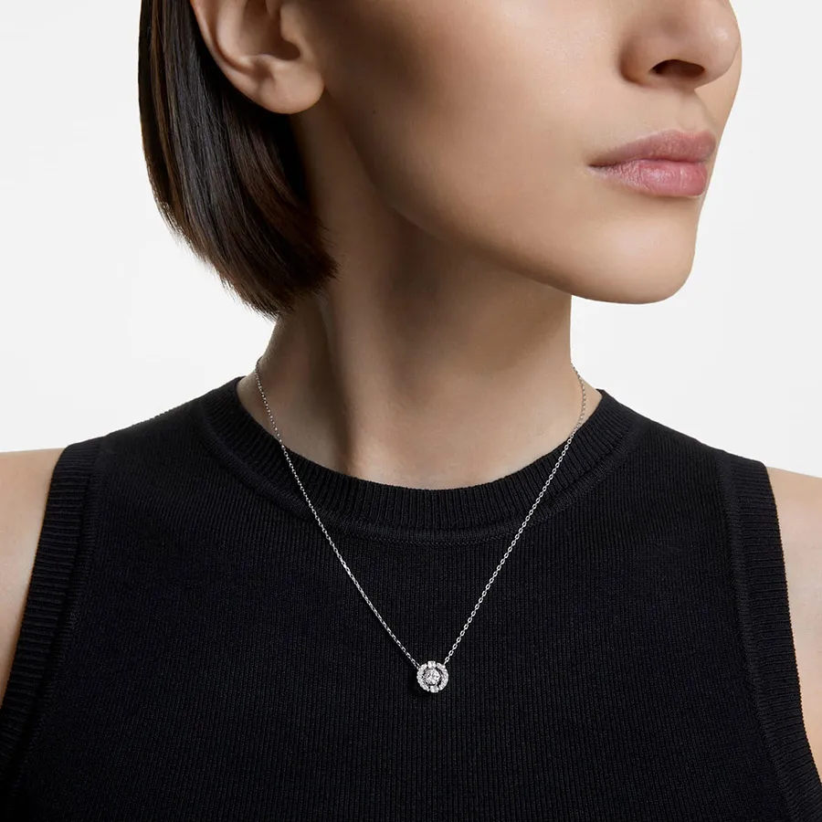 Dây Chuyền Nữ Swarovski Sparkling Dance Necklace Round Cut, White, Rhodium Plated 5286137 Màu Trắng Bạc