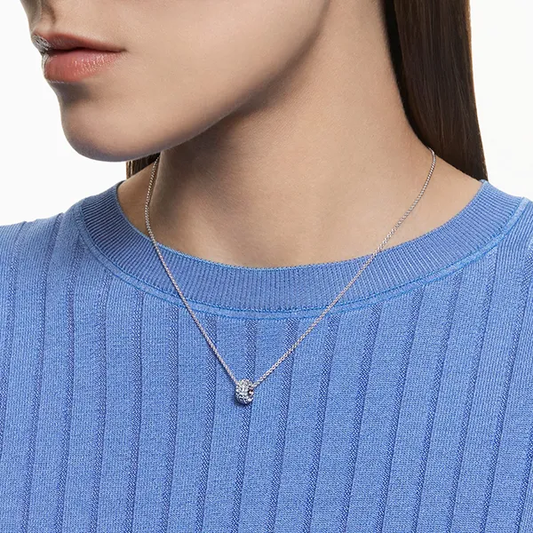 Dây Chuyền Nữ Swarovski Stone Pendant Blue, Rhodium Plated 5642886 Màu Xanh Bạc