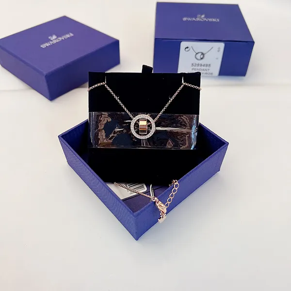 Dây Chuyền Swarovski Hollow Pendantcircle, White, Rose Gold-Tone Plated Màu Vàng Hồng