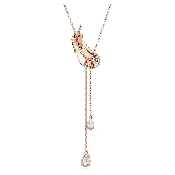 Dây Chuyền Swarovski Nữ Nice Y Pendant Feather, White, Rose Gold-Tone Plated 5663485 Màu Vàng Hồng