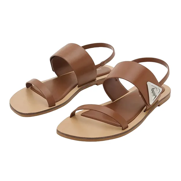 Dép Nữ Charles & Keith CNK Trice Metallic Accent Double Strap Sandals - Cognac 70190067 Màu Nâu