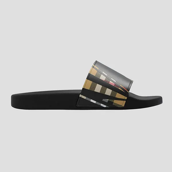 Dép Nam Burberry Vintage Check With Sliced Printed 8070735 Màu Đen