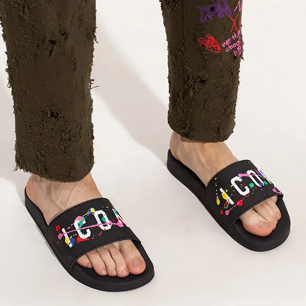 Dép Nam Dsquared2 Rubber Slides FFM0023 17205573 M1165 Màu Đen Size 40