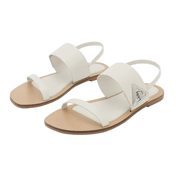 Dép Nữ Charles & Keith CNK Trice Metallic Accent Double Strap Sandals - Chalk CK1-70190067 Màu Trắng Kem
