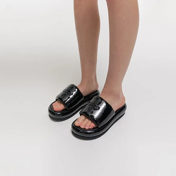 Dép Nữ SMFK Black With Logo Embroidered S0003BS Màu Đen - Dép - Vua Hàng Hiệu