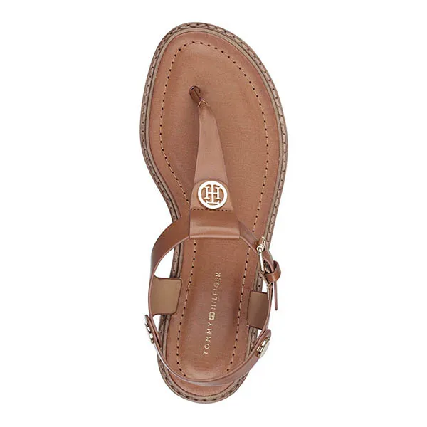 Dép Sandal Nữ Tommy Hilfiger Womens Bennia Faux Leather Sling Back Thong Màu Nâu Size 5