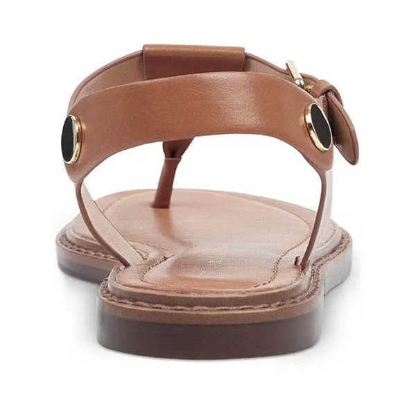 Dép Sandal Nữ Tommy Hilfiger Womens Bennia Faux Leather Sling Back Thong Màu Nâu Size 5