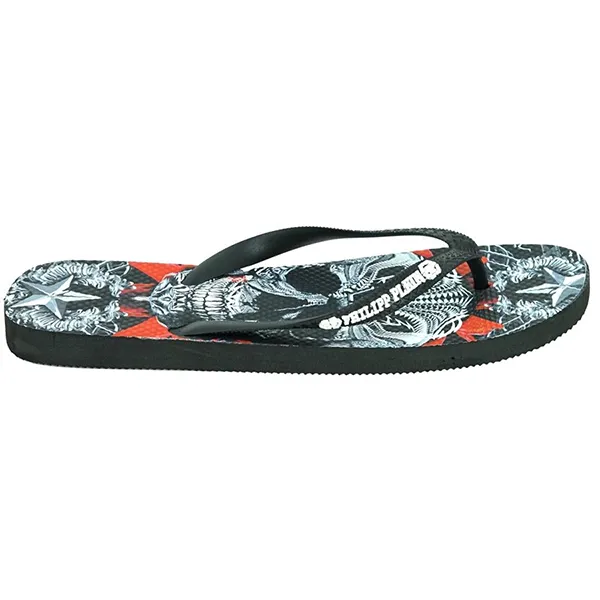 Dép Xỏ Ngón Philipp Plein Skull Black Flip Flops IMPS900 Phối Màu Size 40