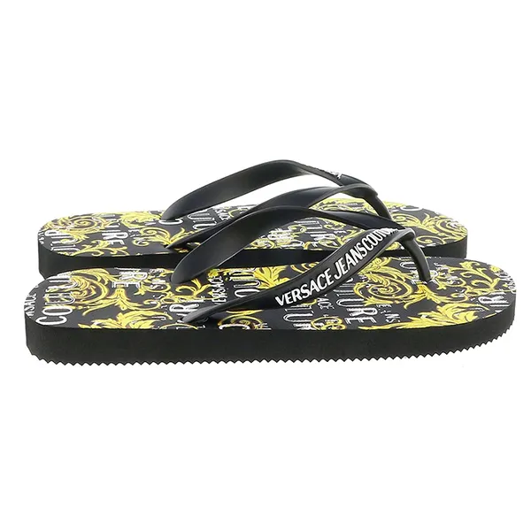 Dép Xỏ Ngón Nam Versace Jeans Couture Black Gold Baroque Signature Print Màu Đen Vàng Size 39 - Dép - Vua Hàng Hiệu