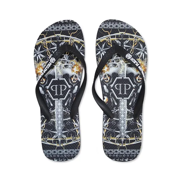 Dép Xỏ Ngón Philipp Plein BRD-90199-Black-Multi - Flip Flops Màu Đen