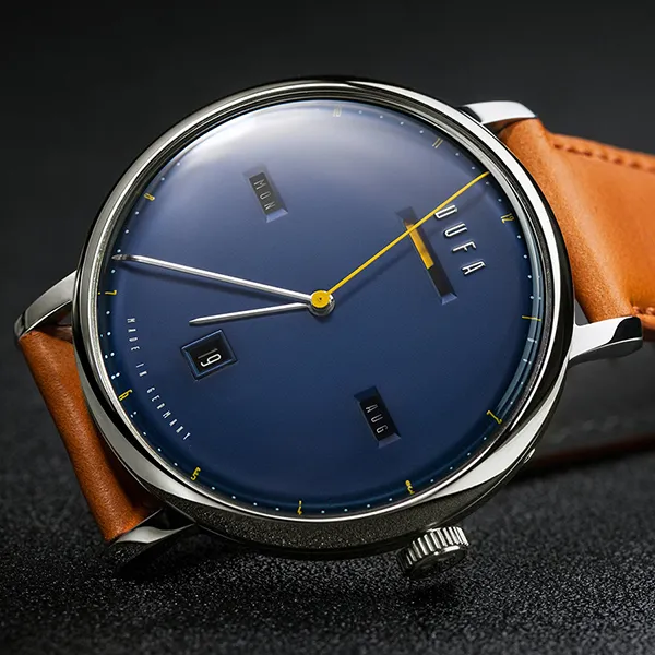 Đồng Hồ Nam Dufa Aalto Automatic Power Reserve Blue DF-9024-02 42mm Màu Xanh Navy Nâu