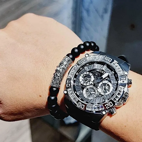 Đồng Hồ Nam Guess Stainless Steel & Silicone Strap Watch​ GW0333G1 Màu Đen - Đồng hồ - Vua Hàng Hiệu