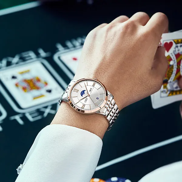 Đồng Hồ Nam I&W Carnival 528G7 Automatic Màu Bạc Phối Vàng Hồng