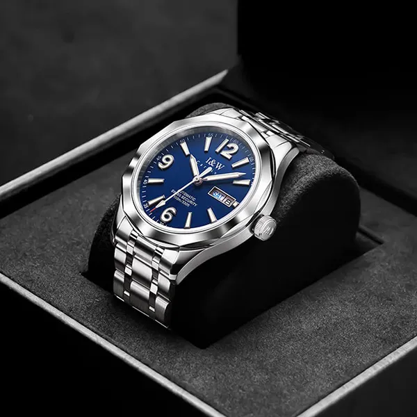 Đồng Hồ Nam I&W Carnival 550G3 Automatic Màu Bạc Mặt Xanh