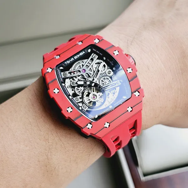 Đồng Hồ Nam Tsar Bomba Carbon Fiber Waterproof TB8208CF-R Màu Đỏ - Đồng hồ - Vua Hàng Hiệu