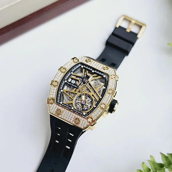 Đồng Hồ Nam Tsar Bomba Cubic Zirconia Like Diamond TB8209D-GB Màu Đen Vàng - Đồng hồ - Vua Hàng Hiệu