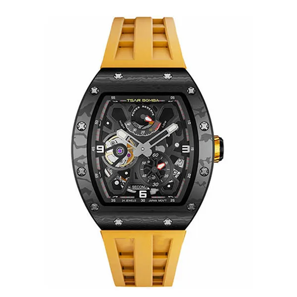 Đồng Hồ Nam Tsar Bomba Luminous Carbon Fiber TB8212CF-BY Màu Đen Vàng - Đồng hồ - Vua Hàng Hiệu